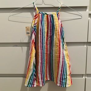 Primary summer dress in rainbow stripe, size 3